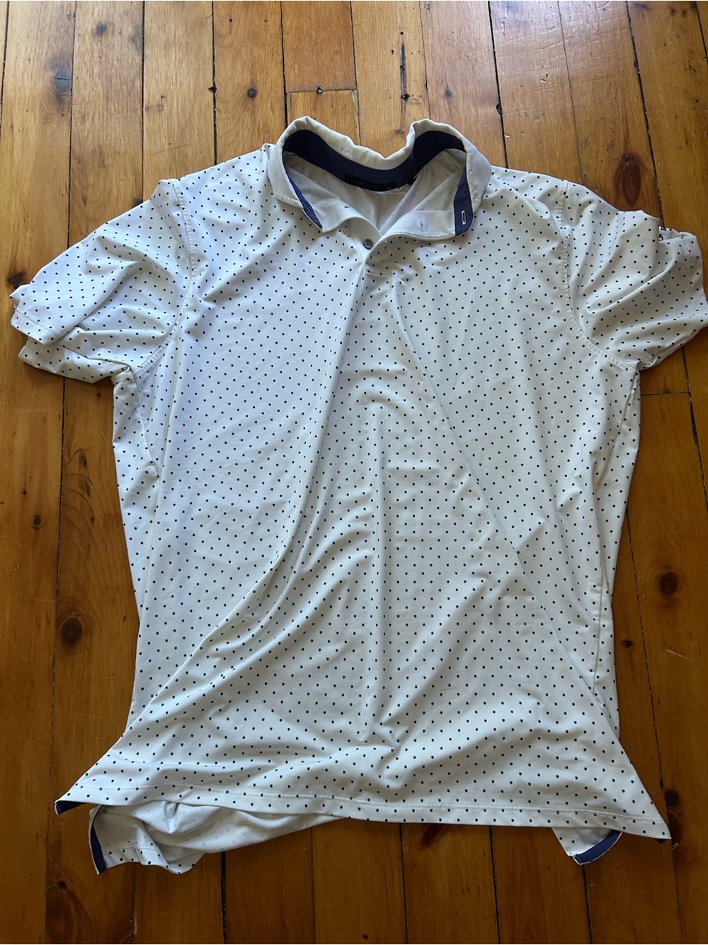 Greyson white blue printed polo shirt golf silo ridge logo xl